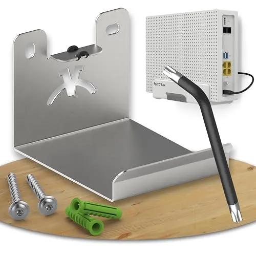 Fritzbox 6690 Wandhalterung aus Edelstahl | Robuste Halterung für Fritzbox 6690 Cable