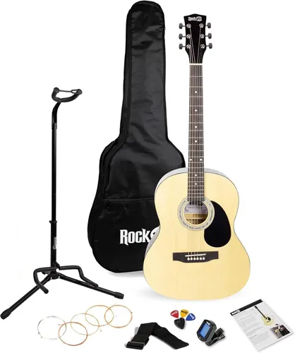 Akustikgitarre Set Mit Ständer Gigbag Tuner Plektren Halter RockJam