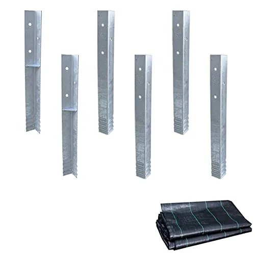 Wickey SolidLock Winkelanker aus feuerverzinktem Stahl für Spieltürme, Schaukeln, Stelzenhäuser - 6er-Set Anker inklusive Schrauben & Unkrautvlies - Bodenanker, Erdanker 500x45x45 mm