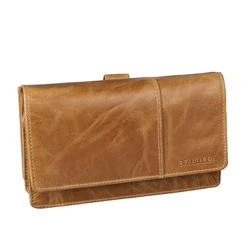 STILORD 'Darla' 3-in-1 Leder Handytasche - Damen-Geldbörse mit RFID-Schutz, vielseitig tragbar als Handytasche oder Geldbeutel, ideal für Smartphone bis 6,3 Zoll und mit 9 Kartenfächern für optimale Übersicht.