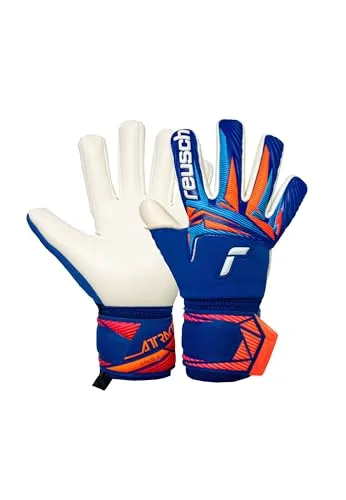 Reusch Attrakt X NC Torwarthandschuhe Kids 8 blau/orange - Robuste Torwarthandschuhe für Kinder in auffälligem blau/orange, ideal für den Fußball. Hohe Flexibilität und angenehmer Tragekomfort für optimale Leistung im Spiel.