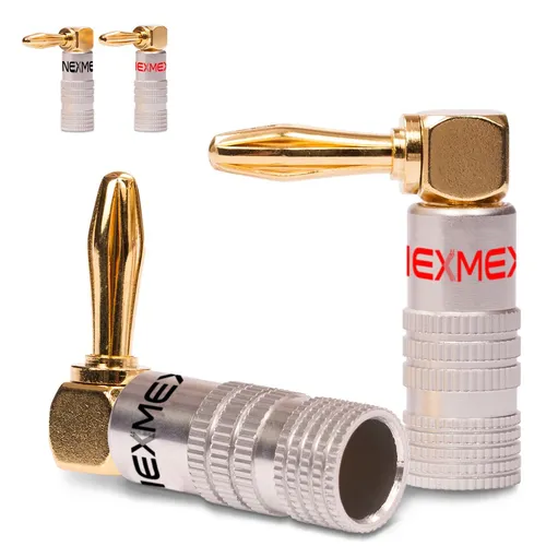 Bananenstecker 90° gewinkelt vergoldet 4x Stecker NEXMEX Winkel Steckverbinder