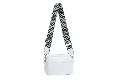 ITALYSHOP24 Schultertasche Damen - Kleine Umhängetasche mit breitem Muster Gurt - Schultertaschen mit leichtem Design, ideal für den Alltag. Die praktische CrossBody Tasche bietet Platz für Handy und Geldbörse und hat einen verstellbaren, abnehmbaren Gurt.