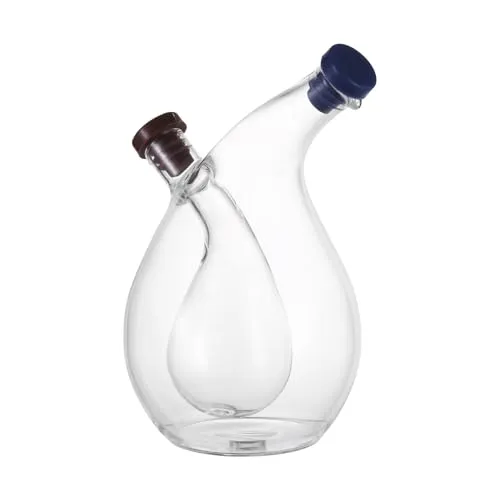 Angoily Öl und Essig Spender: 2 in 1 Ölspender aus Glas - Olivenol Spender Ölflasche - Ol und essigspender Glas für Küche, Kochen, Grillen, Pasta
