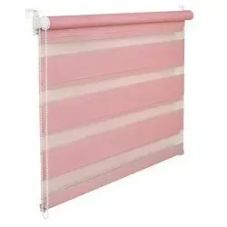 Doppelrollo Duorollo 45 cm breit 150 cm lang rosa beige inkl. Seilzug Fensterrollo Klemmrollo Jalous