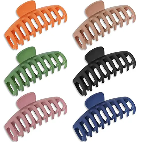 VICKSONGS Haarspangen Damen Groß 6 Stück Kunststoff Haarspangen Rutschfest Vintage Haarklammer Einfache Haarspange Dicke Haare Klaue Haarspange Haar-Accessoires für Frauen Damen (A)