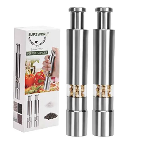 Salzmühle Pfeffermühle Edelstahl Pepper Grinder Salzmühle Einhandbedienung Salz Pfeffermühle 2er Pack