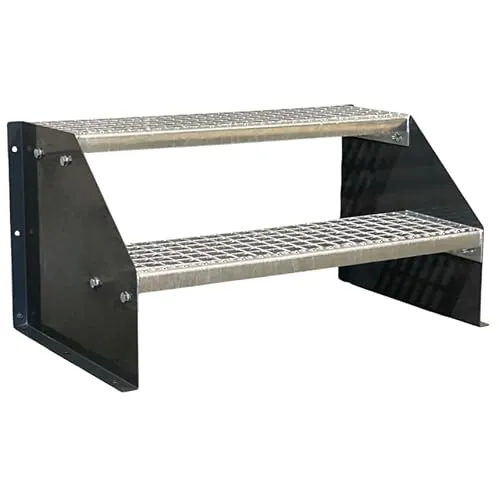 SRM Design 2 Stufen Standtreppe - Anthrazitgrau, freistehend, stabil - Praktische freistehende Standtreppe zur Überwindung von Höhenunterschieden im Innen- und Außenbereich. Robuste, witterungsbeständige Konstruktion aus feuerverzinktem Metall für hohe Stabilität und Langlebigkeit. Rutschfeste Gitterroststufen sorgen für Sicherheit.