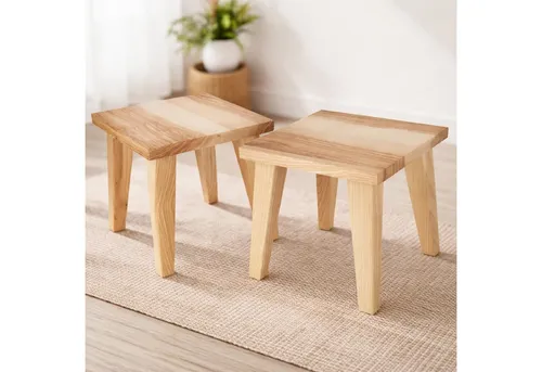 Holz Frank Kinderhocker aus geöltem Eschenholz - 27 x 27 x 27 cm - Stabiler Sitzhocker für Kinder, aus hochwertigem Eschenholz, fertig montiert und ideal für sicheres Sitzen. Perfekt für Spielzimmer und kreative Aktivitäten.