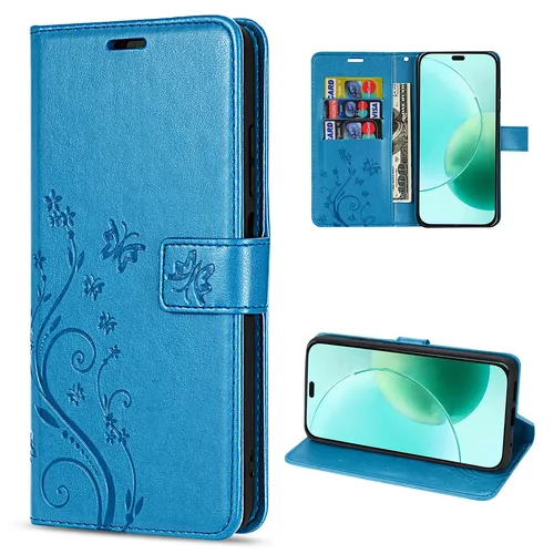 Hülle für Honor 400 Lite Handy Tasche Flip Cover Wallet Case Klapphülle Blau