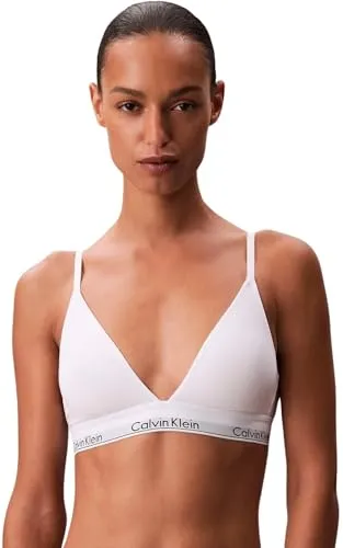Calvin Klein Damen Triangel BH Lightly Lined mit Logobund, Weiß (White), XS