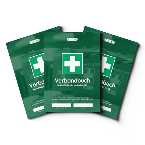 Verbandbuch DIN A5 - Unfallbuch zur Dokumentation von Unfällen und Erste-Hilfe Leistungen - für Arbeit, Betriebe, Büro, Kindergarten, Kita, Schule - Erste-Hilfe-Buch gemäß DGUV - Stand 2023