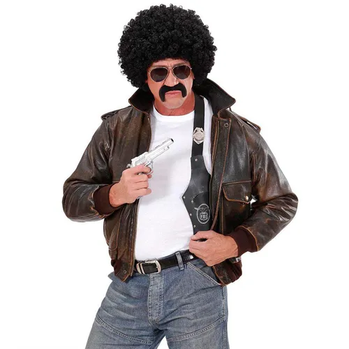 Kostüm Set Schwarz Agenten Perücke für Mottoparty und Fasching