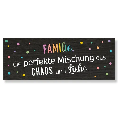 younikat Holzschild Familie Chaos & Liebe I Dekoschild mit Spruch I you0118
