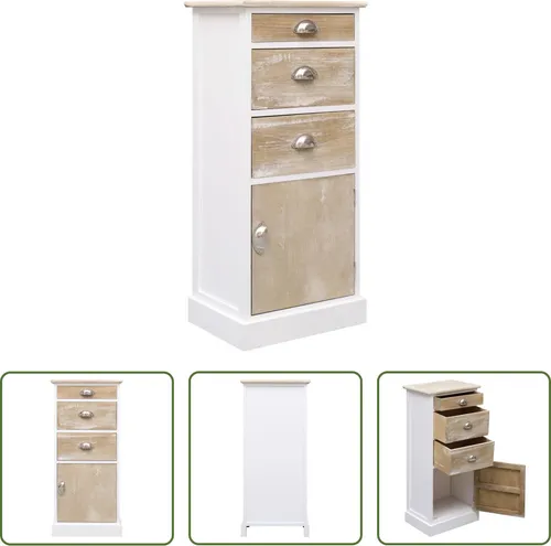 The Living Store Beistellschrank 38x28x86 cm aus Massivholz Paulownia