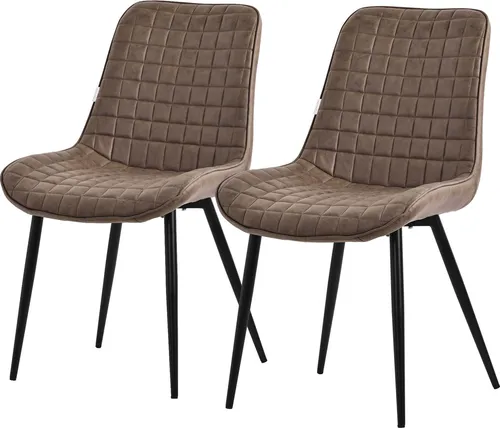 ML-DESIGN Polsterstuhl Esszimmerstühle 2er Set, Braun - Moderne Polsterstühle aus hochwertigem PU-Kunstleder, ergonomisch geformte Rückenlehne, bis 120 kg belastbar und einfache Reinigung – perfekt für stilvolle Esszimmer!
