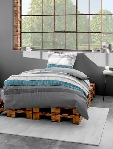 Bierbaum Bettwäsche 6472, Mako-Satin, Designed in Germany, silber 09, 135x200 + 80x80 cm