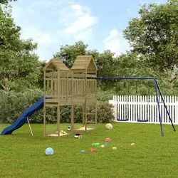 vidaXL Spielturm aus kesseldruckimprägniertem Kiefernholz - Schaffe einen Spielplatz im eigenen Garten! Dieser Spielturm aus robustem Kiefernholz bietet eine Plattform, Rutsche, Schaukeln und Sandkasten für endlosen Spielspaß. Ideal für Kinder von 3 bis 8 Jahren.