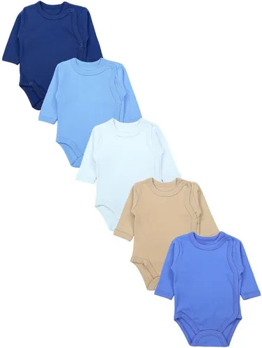 TupTam Baby Unisex Langarm Wickelbody 5er Pack bunt Größe 50 - Hochwertige Wickelbodys aus 100% Baumwolle, ideal für die sanfte Pflege Ihres Babys. Praktisches 5er Pack in bunten Designs für jeden Tag.