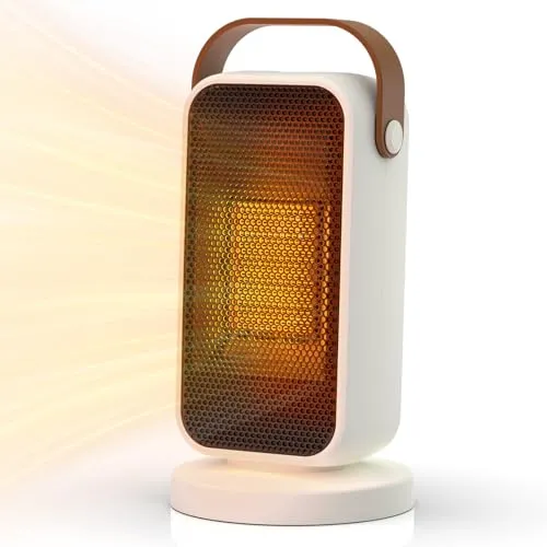 Heizlüfter Energiesparend Klein, 1200W Heizung Elektrisch mit Thermostat, PTC Keramik Heizlüfter Leise, 3 Modi, Überhitzungs- & Kippschutz, Elektroheizung für Schlafzimmer, zu Hause, Büro (Weiß)