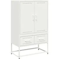 vidaXL Highboard Weiß 68x39x111,5 cm aus Stahl - Elegantes Highboard in Weiß, aus robustem kaltgewalztem Stahl für hohe Stabilität. Bietet reichlich Stauraum für Bücher und Kleinigkeiten, pflegeleicht und ideal für jedes Zuhause.