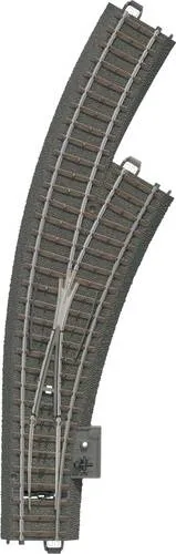 Märklin H0 C-Gleis Bogenweiche 24672, rechts - Gleismaterial für Modellbahnen, robuste Bogenweiche mit unsichtbarer Click-Verbindung für einfache Handhabung und perfekte Streckenführung.
