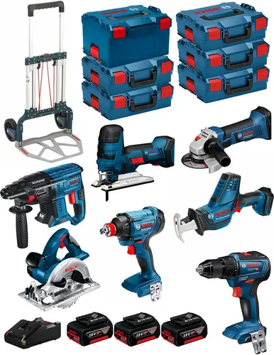 BOSCH Kit 18V BK702 (GST18V-LIS+GKS18V-LI+GBH18V-21+GWS18-125V-LI+GSR18V-55+GSA18V-LIC+GDX18V-180+ 3x5,0Ah+GAL18V-40+6xL-Boxx)