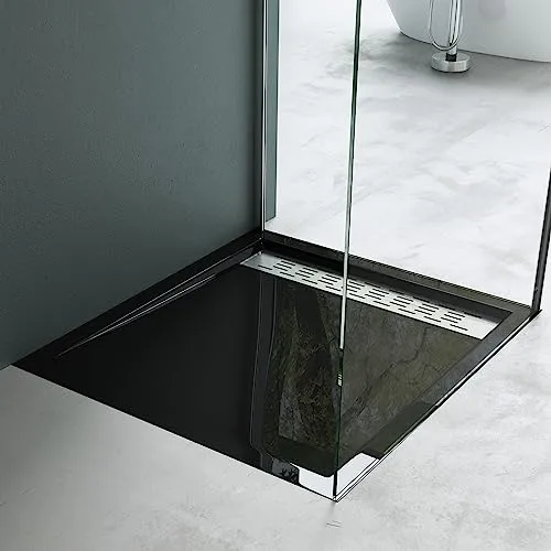 Mai & Mai Duschwanne 90x100x5cm Duschtasse Schwarz Acryl-Wanne flach Rechteckig inkl. Ablaufgarnitur02 Xetro04