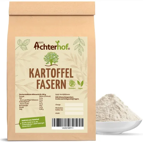 Achterhof Kartoffelfasern - Low Carb Mehl - Kohlenhydratarme Alternative zu Weizenmehl, ideal für herzhafte Low-Carb-Gerichte. Glutenfrei und vielseitig einsetzbar, perfekt für Brot und Brötchen.