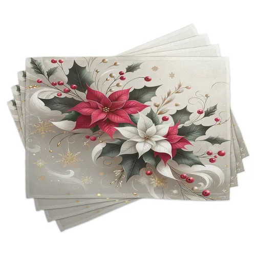 Tischset Platzset 4er Set Weihnachtsblumen-Ornament-Druck