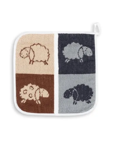 KRACHT, EIN Topflappen Schafe, Frottee, 100% Baumwolle, 22x22cm