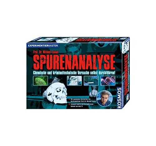 KOSMOS 642129 - Prof. Dr. Michael Tsokos Spurenanalyse Experimentierkasten - Führe spannende chemische und kriminaltechnische Versuche durch! Ideal für junge Wissenschaftler, um experimentelles Lernen zu fördern.
