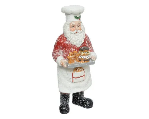 Nikolausfigur mit Tablett und Plätzchen, 28 cm - Nussknacker Weihnachtsfigur, detailreich gestaltet aus Polyresin, perfekt als festliche Dekoration für Ihr Zuhause in der Weihnachtszeit.