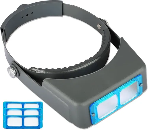 StirnbandLupe, professionelle DoppellinsenKopfLupe, SchmuckLupe, Lesevisier, ...