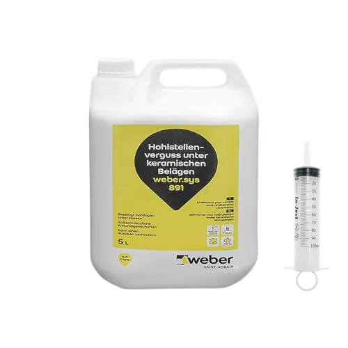 Weber.sys 891 Hohlraumverguss Rissverguss Hohlstellenverguss Schlämme + Zubehör (Weber.sys 891 5L + Spritze)
