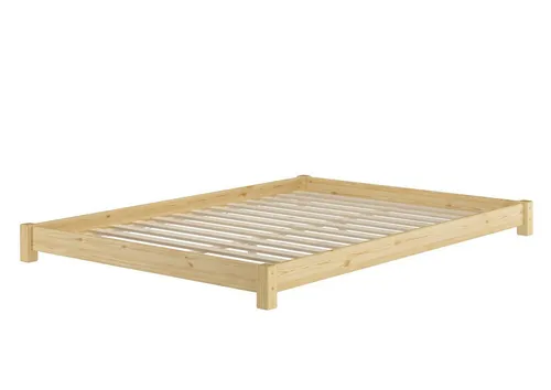 ERST-HOLZ Flaches Futon-Doppelbett 160x200 cm aus Kiefernholz - Minimalistisches Massivholzbett für niedrige Räume, mit nur 17 cm Aufbauhöhe und stabiler Konstruktion. Ideal für jeden Einrichtungsstil und aus nachhaltig bewirtschaftetem Holz gefertigt.