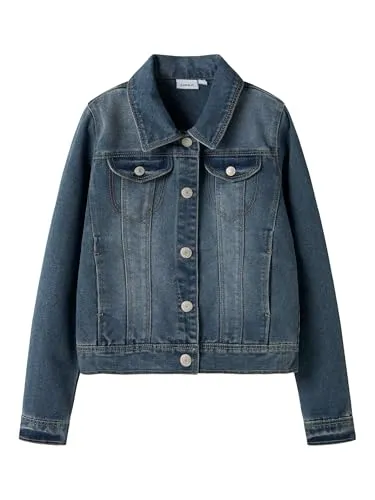 NAME IT Girl Jeansjacke Langarm - Funktionsjacke aus robustem Denim, ideal für lässige Looks. Mit Druckknopf-Ärmelbündchen für einen perfekten Sitz und hohen Tragekomfort.