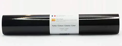 Selbstklebende Plotterfolie Vinylfolie 30,5 cm x 3 m glänzend 39 Farben zur Auswahl, Farbe:101 Schwarz