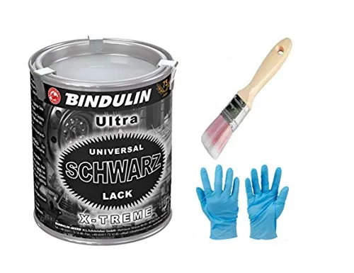 Universalschwarzlack 250 ml Dose Farbe: schwarz inkl.1 Pinsel von E-Com24 zum Auftragen (Schwarzlack matt-glänzend)