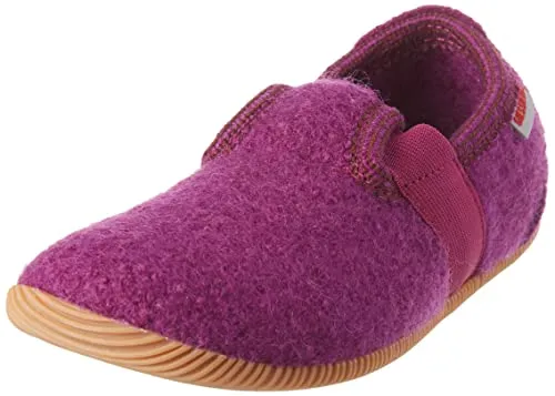 GIESSWEIN Unisex Kinder Weidach Flache Hausschuhe, Veilchen 392, 25 EU - Hausschuhe aus Schurwolle mit rutschfester Gummi-Sohle, ideal für sicheren Halt und Komfort für Kinder. Flexibel und anpassungsfähig dank elastischem Gummiband.