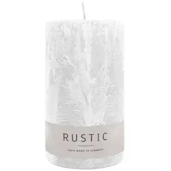 RUSTIC-Stumpenkerze Weiß, WENZEL, 140/80 mm, Brenndauer ca. 76h, selbstverlöschend