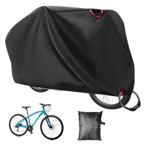 Fahrradabdeckung Wasserdicht mit Schlosslöchern, 1-2 Räder, 200x110x70CM | Fahrrad Abdeckplane aus 210D Oxford · wind- & reißfest · mit Reflexgriffen & Aufbewahrungsbeutel · für alle Fahrradtypen