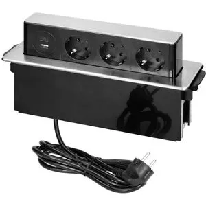 McPower Einbausteckdose mit 2m Kabel, 3x Schutzkontakt, 1x USB-A, 1x USB-C - Steckdosen & Zubehör, platzsparendes Design mit versenkbarem Gehäuse und 2 USB-Ports für schnelles Laden.