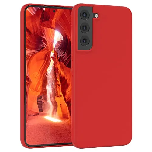 EAZY CASE Premium Silikon Handyhülle kompatibel mit Galaxy S22 Plus 5G Slimcover mit Kameraschutz und Innenfutter, Silikonhülle, Schutzhülle, Bumper, Handy Case, Hülle, Softcase, Rot