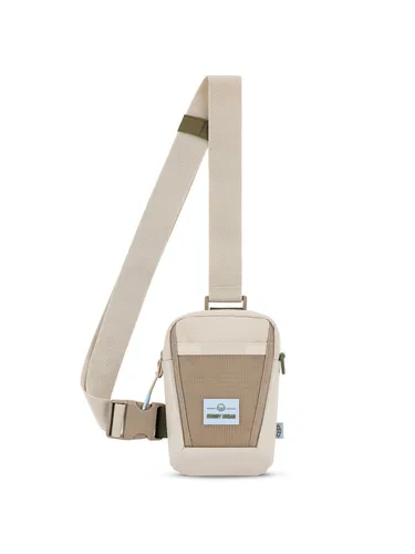 Johnny Urban Umhängetasche Lex Front Pack Brusttasche, Sling Bag, Kleine Handytasche in Lack-Optik, Wasserabweisend, Sand-Desert Grey