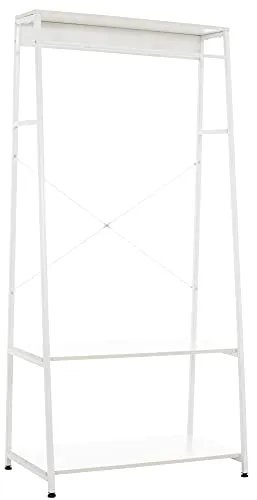 CLP Kleiderständer Luton mit Metallgestell und drei Ablageflächen - Kleiderständer im Industriel Look mit drei Ablageflächen aus Holz, ideal zur stilvollen Aufbewahrung von Kleidung und Deko. Stabil und pflegeleicht, perfekt für jeden Wohnraum.