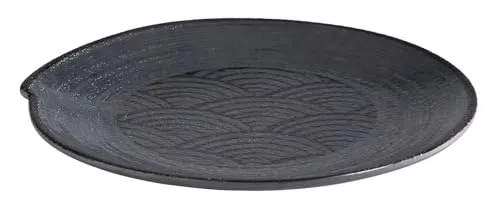 APS 84908 Teller DARK WAVE, Ø 22 cm, Höhe 2 cm, Melamin, schwarz/Wellendekor