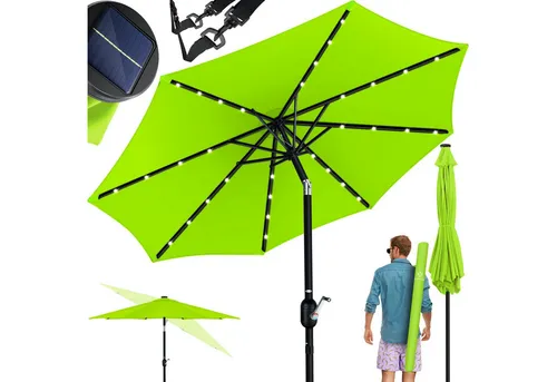 KESSER Sonnenschirm mit LED Solar, hellgrün - Sonnenschirm mit neigbarer Kurbelmechanik, ideal für Balkone. Genießen Sie entspannte Stunden im Freien mit integrierter LED-Beleuchtung für stimmungsvolle Abende.