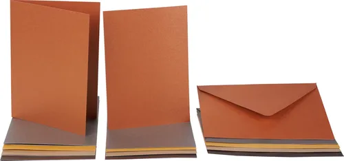 FOLIA Doppelkarten-Set mit Umschlag Perlmutt Terra 5er-Set 15x10,5cm