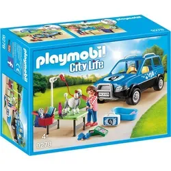PLAYMOBIL City Life 9278 - Mobiler Hundesalon mit abnehmbaren Pudelfell, altersgerechtes Design und robust für stundenlangen Spielspaß